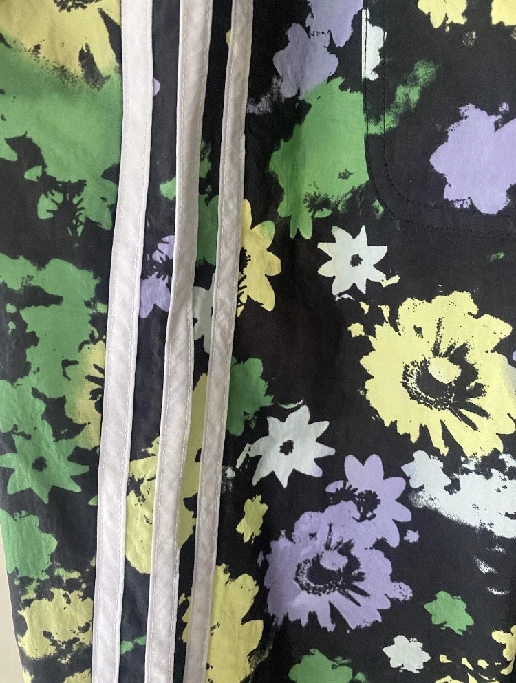 ADIDAS | size 10 | floral | wide leg | rain trousers | jogger | 3 stripe