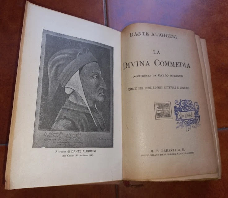 Dante Alighieri La Divina Comedia Carlo Steiner Paravia 926 Rimario Dorso Piel - Imagen 3 de 3