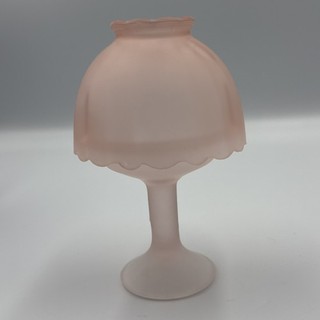 Vtg Westmoreland Pink Frosted Satin Glass Fairy Lamp Candle Holder.