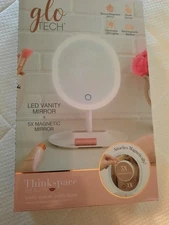 Glo-Tech Lighted dimmable Edge LED Vanity Mirror rechargeable w/bonus magnet one