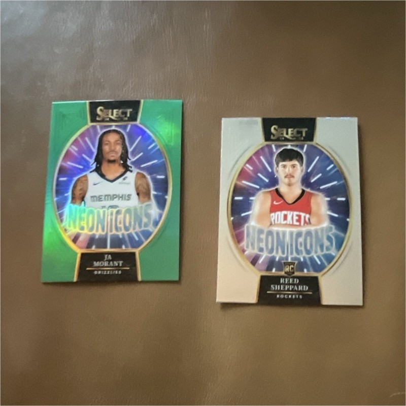 Panini Select Neon Icons 2023-24 NBA 2-Card Lot Morant #9 Sheppard #13