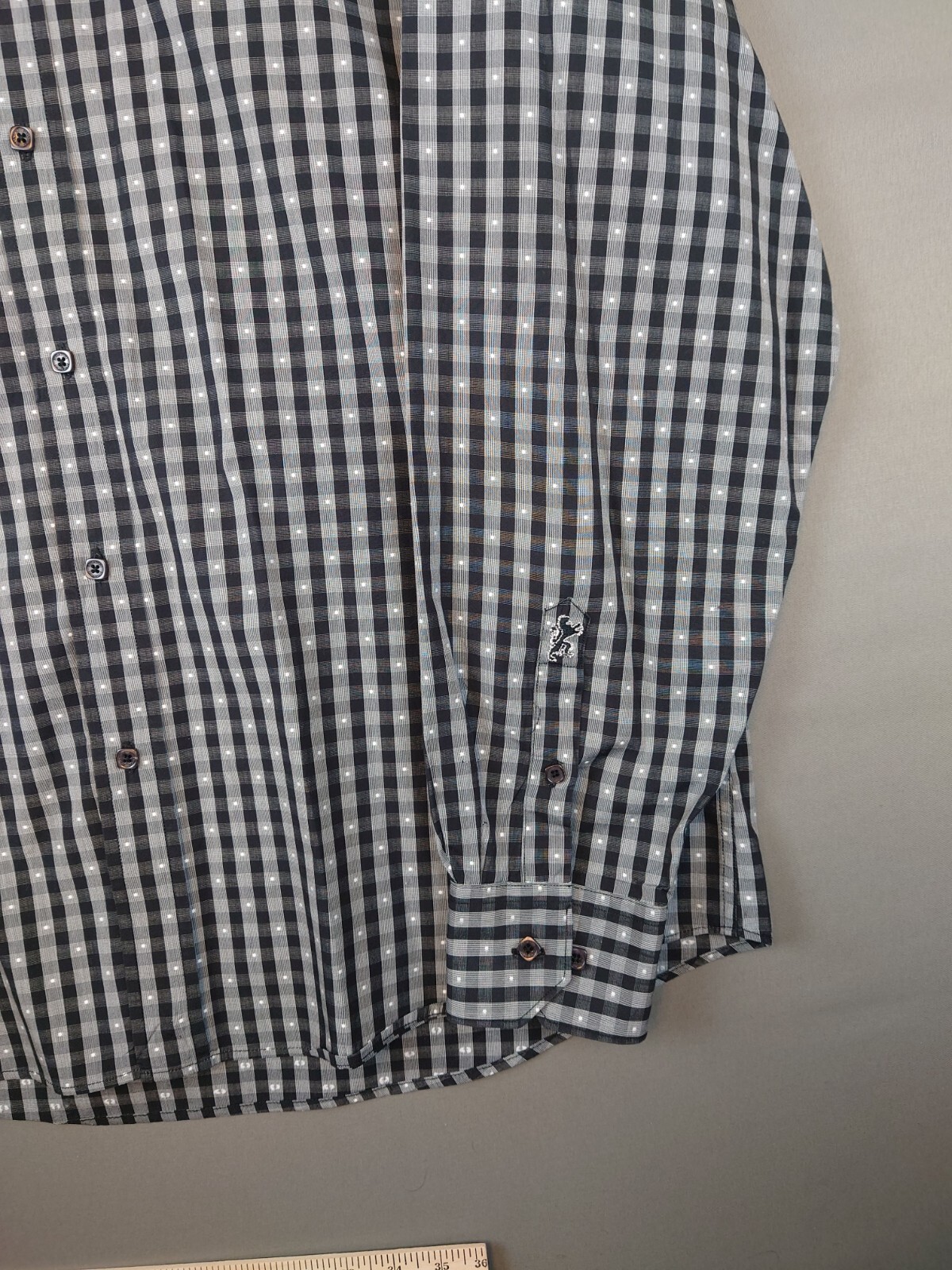 Bugatchi Gingham Check Button Up Cotton Shirt Men… - image 5