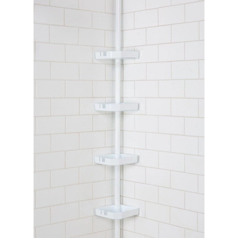Bath Bliss 4 Tier Tension Corner Shower Organizer Caddy White