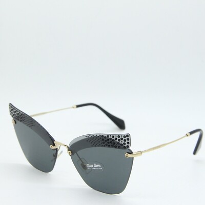 NEW MIU MIU SMU 56T XEJ-1A1 GOLD BLACK AUTHENTIC SUNGLASSES  display picture 2