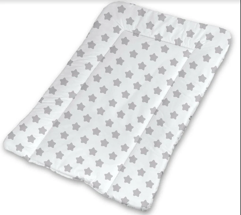 Child Toddler Changing Mat Nursery Baby 100% Cotton Big Grey Stars On White