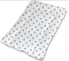 Image of Child Toddler Changing Mat Nursery Baby 100% Cotton Big Grey Stars On White