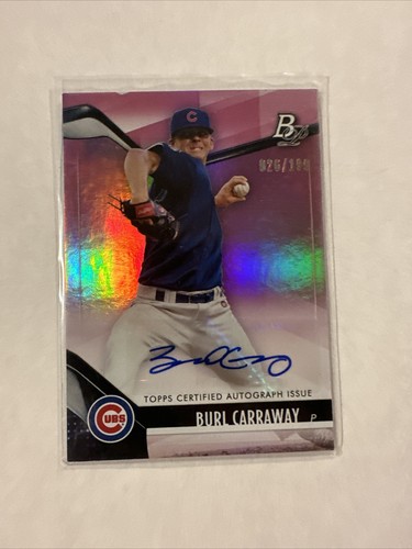 2021 Bowman Platinum BURL CARRAWAY Chicago Cubs Auto Autograph PINK FOIL 26/199 - Picture 3 of 14