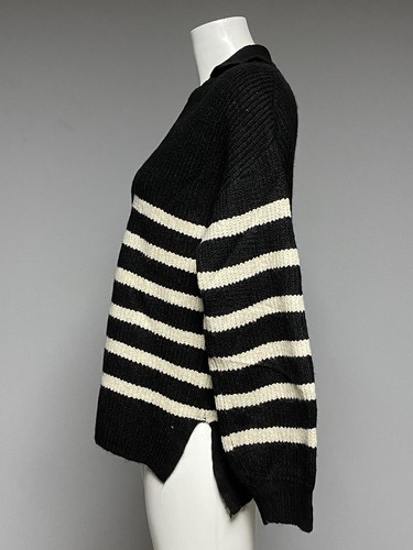 Ex M&S Ladies Collar V Neck Stripe Jumper Sizes 6/8 10/12 14/16 22/24 - Picture 4 of 5
