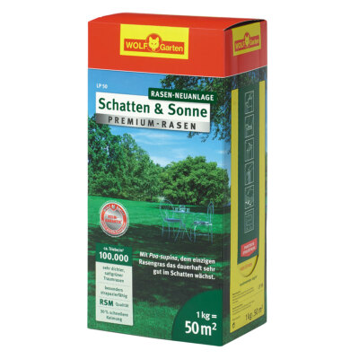 WOLF PremiumRasen Schatten & Sonne für 50qm LP50 Rasensamen