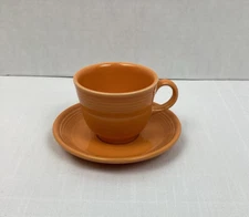 Fiesta Fiestaware Coffee Tea Cup w/ Saucer Homer Laughlin Tangerine