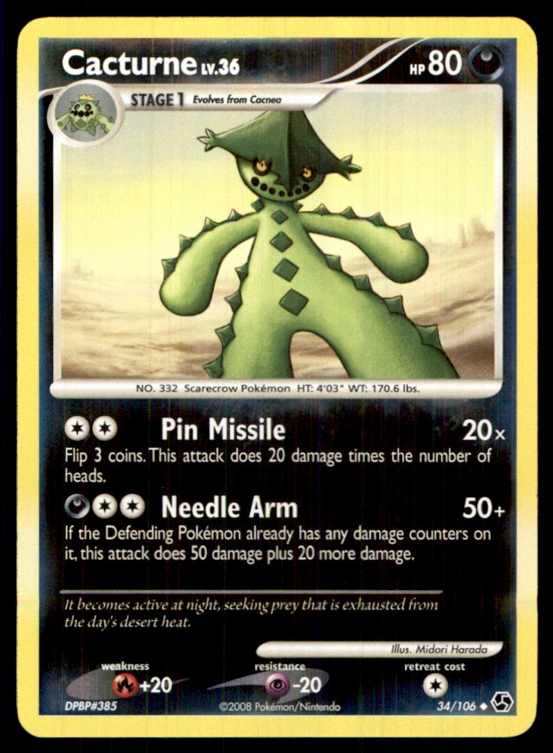 2008 Diamond & Pearl - Great Encounters Reverse Holo Cacturne #34