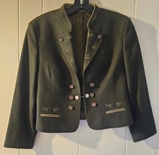 Vintage 1980 Loden Frey Green Wool Jacket Women's Size 40