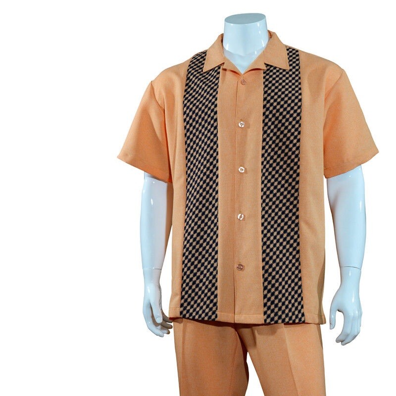 New Mens 2pc Walking Suit Short Sleeve Casual Shirt and Pants Set - M2976 M Gray main image 1