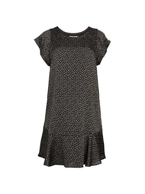 Joie Black Carlen Star Print Flounce Short Dress L NWT MSRP 248