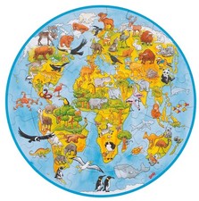 XXL Puzzle WELT 49 Teile Rundpuzzle Weltkugel Erde Tiere Kontinente Kinderpuzzle