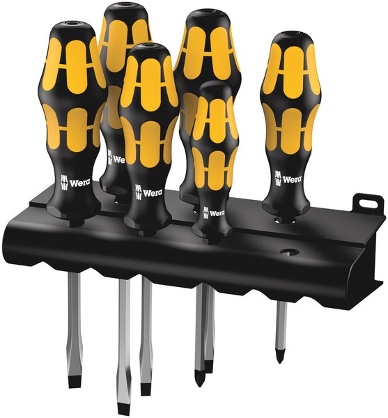 932 S/6 Schraubendrehersatz Kraftform Wera: Der SchraubmeißEl + Rack, 6-Teilig-image
