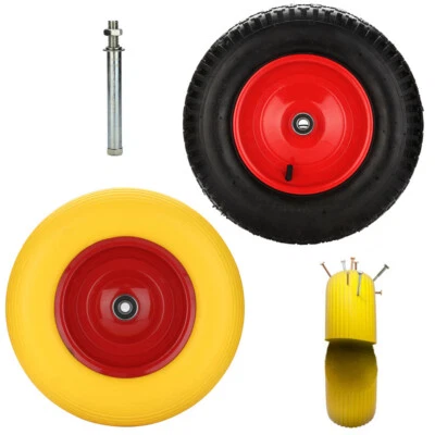 VINGO Schubkarrenrad mit Achse Vollgummi Reifen Schlauch Ersatzrad 4.80/4.00-8 390 mm