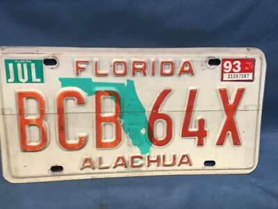 Florida Alachua County ''Green Florida'' License Plate BCB 64X