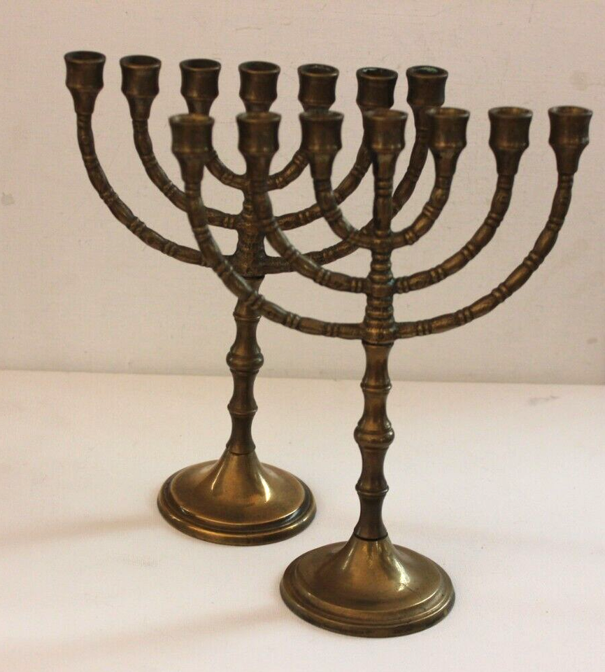 2 Kerzenständer Messing 1102g Kerzenhalter 24cm Menora 7armig Leuchter