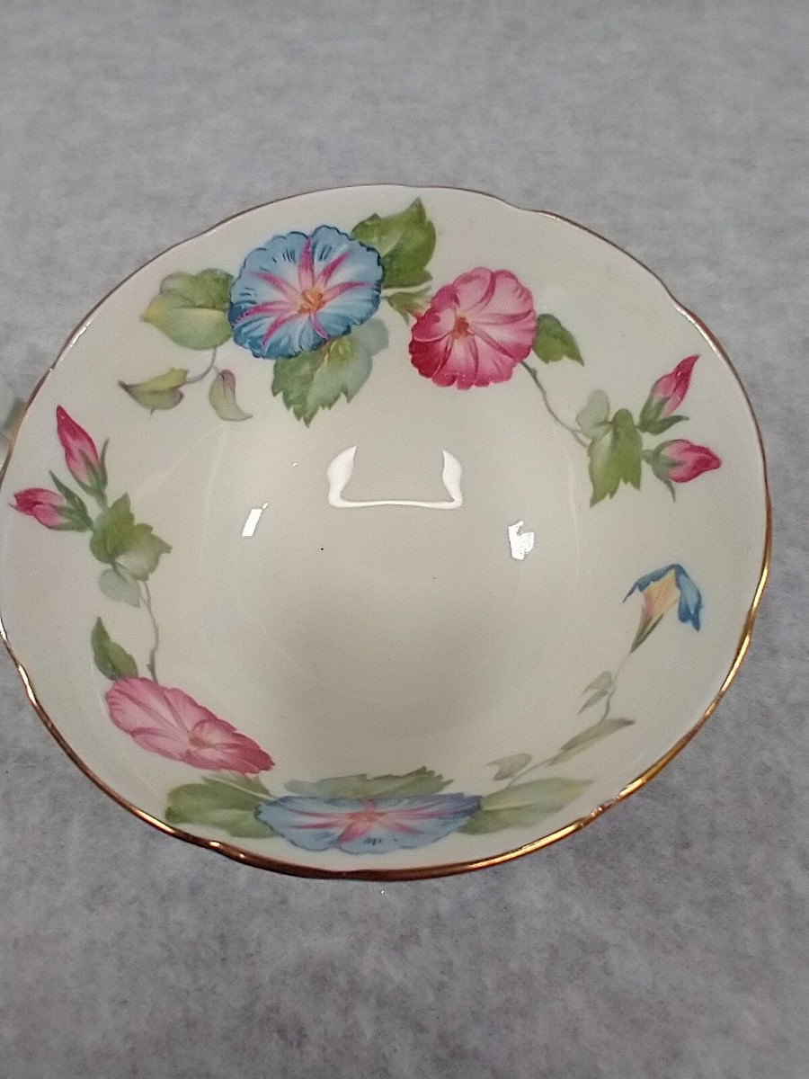Aynsley Bone China Tea Cup and Saucer Morning Glory B5332