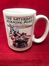  NORMAN ROCKWELL Patriotic Coffee Mug "The Saturday Evening Post" Civil War Vets