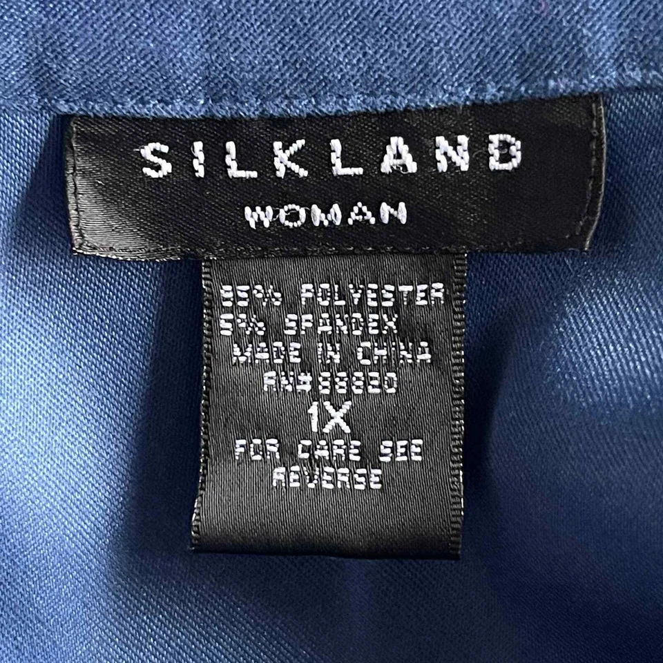 Silkland Button Up Shirt Womens Plus Size 1X Blue Long Sleeve Casual Mature  - Image 4 of 4