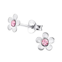 Blume Kinder Ohrringe Kristallen 925 Silber MäDchen Ohrstecker Schmuck Geschenk