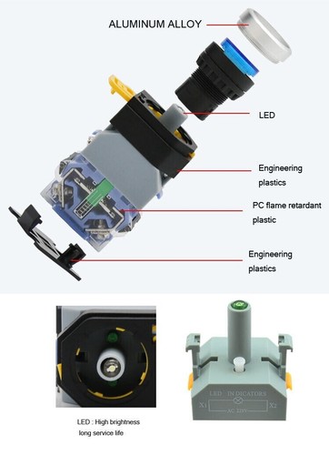 YC-SS22PMA-I3BU-1 3POSITION ILLUMINATED BLUE LED MAINTAINED SELECTOR SWITCH 24V - Bild 3 von 3