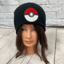 Pokemon youth kids winter beanie w/poke ball logo black