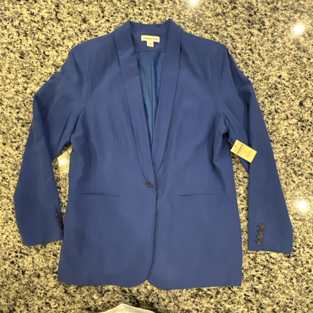 Coldwater Creek Blue Silk/Linen Blend Blazer Size 14 NWT