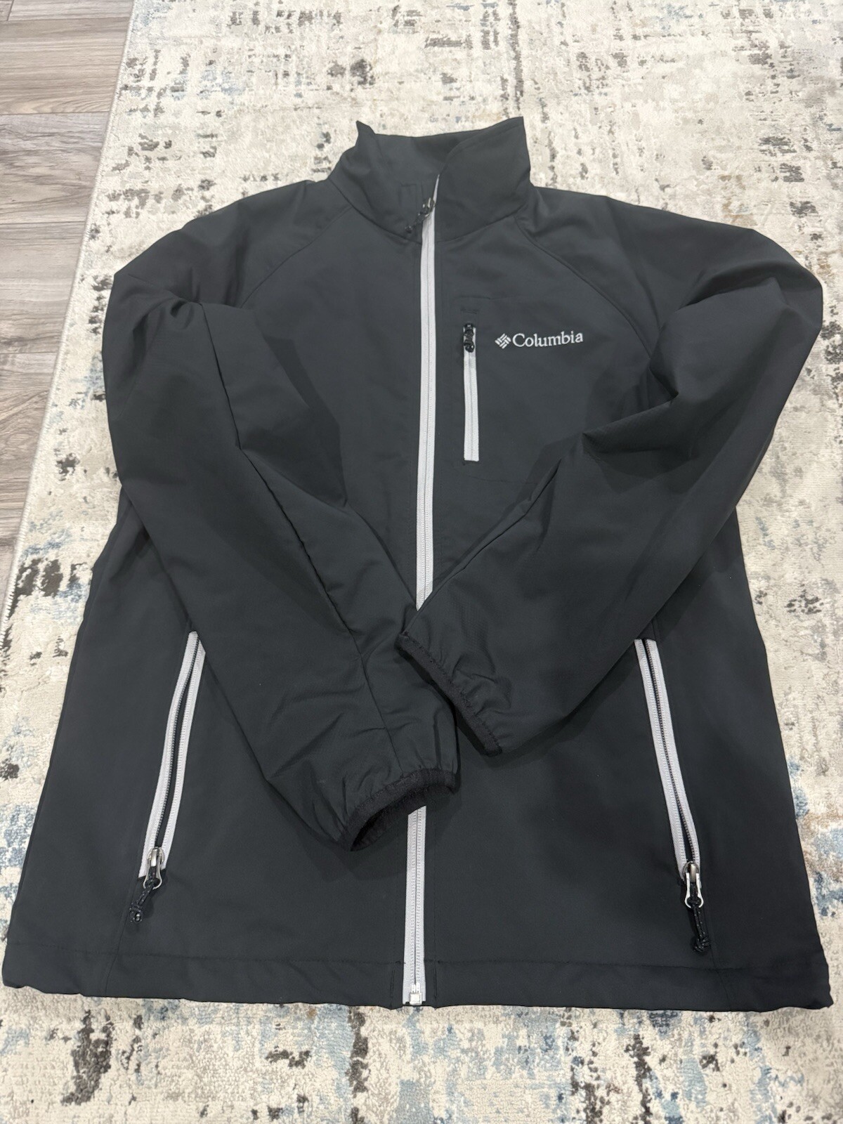 Columbia Men's Small Gray Omni Wind Block Lined Jacket Pre-Owned Full Zip