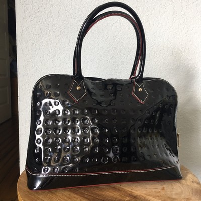 arcadia black patent leather purse