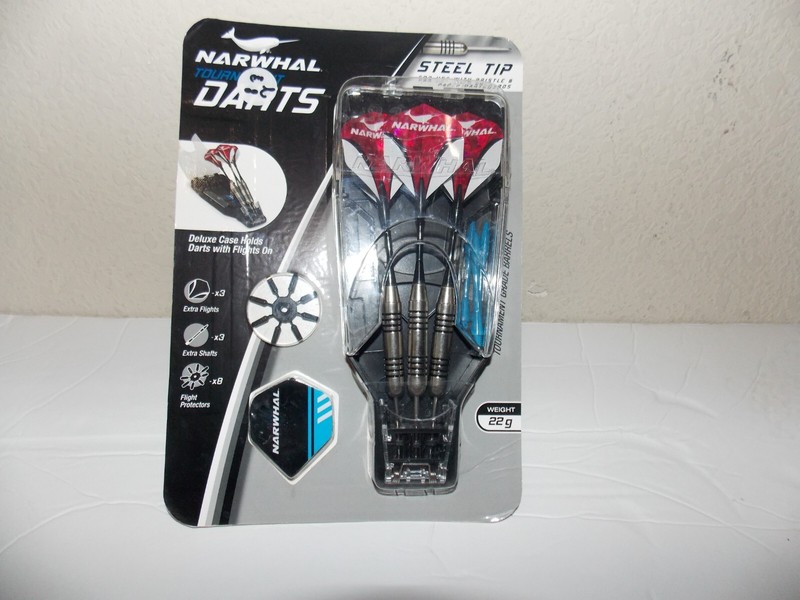 Narwhal Tournament Steel Tip Darts - 3 Pack Darts Metal Tip Set NIB Weight 22g