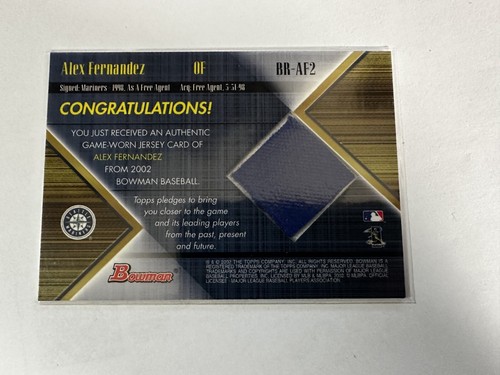 2002 Bowman #BR-AF2 Alex Fernandez Game-Used Relics Game Worn Jersey Patch - Picture 2 of 2