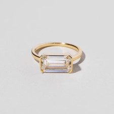 2 Ct Emerald-Cut Moissanite Solitaire Engagement Ring 14K Solid Yellow Gold