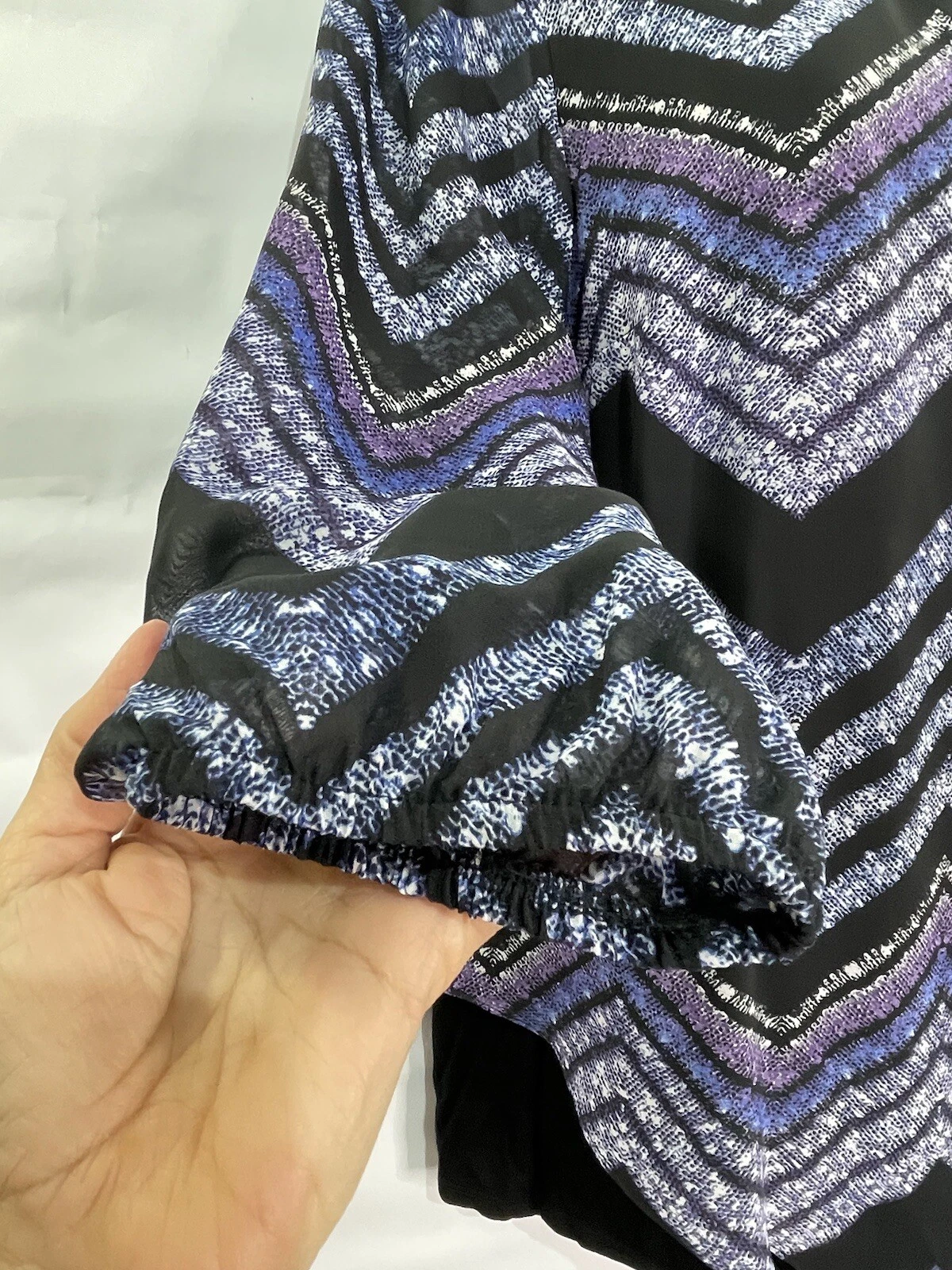 ALYX Camicia Donna Taglia M Nera Chevron Asimmetrica Strato Manica 3 4