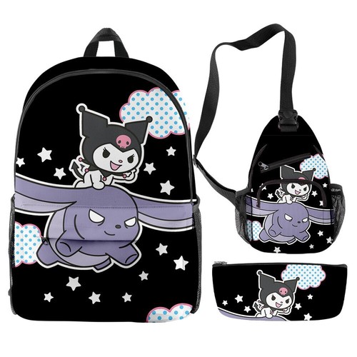 Kuromi Rucksack Brusttasche Student Schreibwaren Aufbewahrung Buchtasche Federmäppchen - Bild 19 von 44