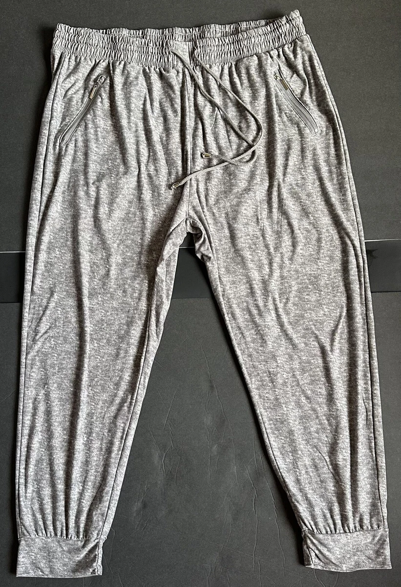 R. Sofia Women's High Waist Gray Jogger Lounge Pants with Zip Pockets Size  XL