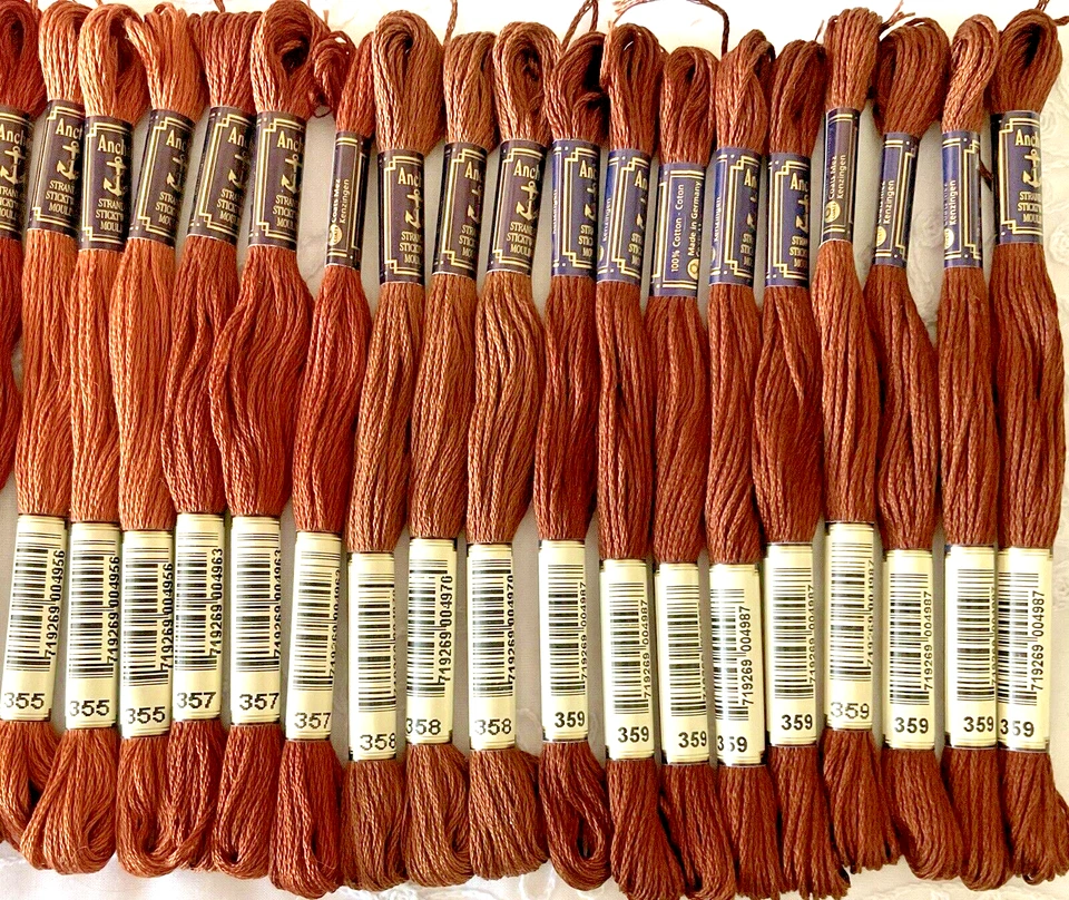 Anchor Stranded Sticktwist Mouline Cotton Floss Lot of 26 Shade Brown Series 350 - Image 4 of 4