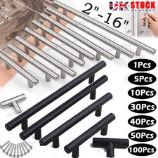 2-16in Brushed Nickel Cabinet Handles T bar Kitchen Wardrobe Cupboard Door Pull