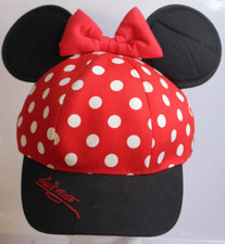 Walt Disney World Minnie Mouse Youth Cap Hat Red Polka Dot Ears Bow Signature