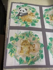 VARIOUS BEAR, TIGER, LEOPARD BABIES SQUARES FABRIC - 10 8" X 7-3/4" SQUARES
