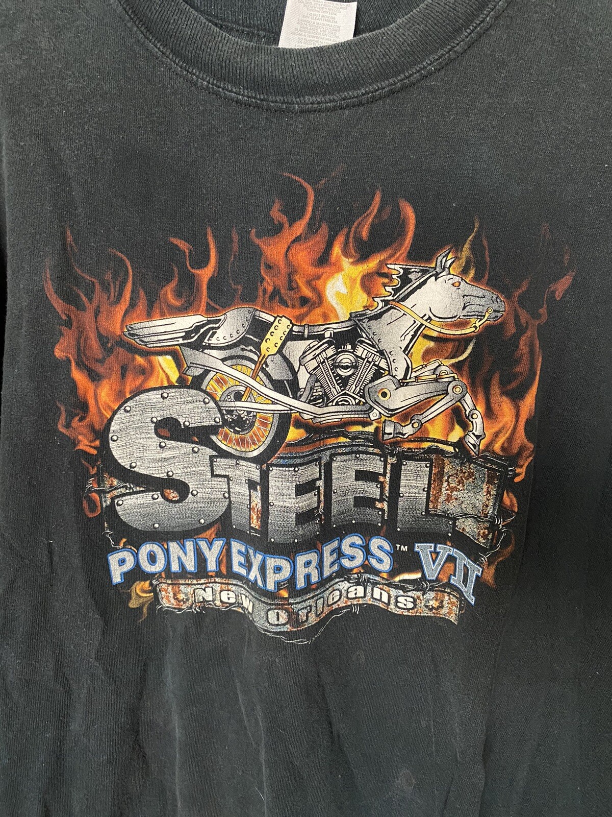 T shirt uomo New Orleans taglia X large acciaio pony express rally 2004 nera