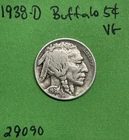 1938 D Buffalo 🦬 Indian Head Nickel 5c Vg Very Good