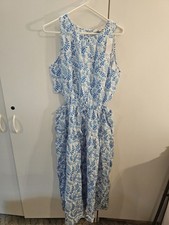 Loft Size 10P Blue Print Long Sundress
