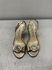 Jimmy Choo Gold Watersnake Peep Toe Slingback Pumps Women's Size 6.5 USED