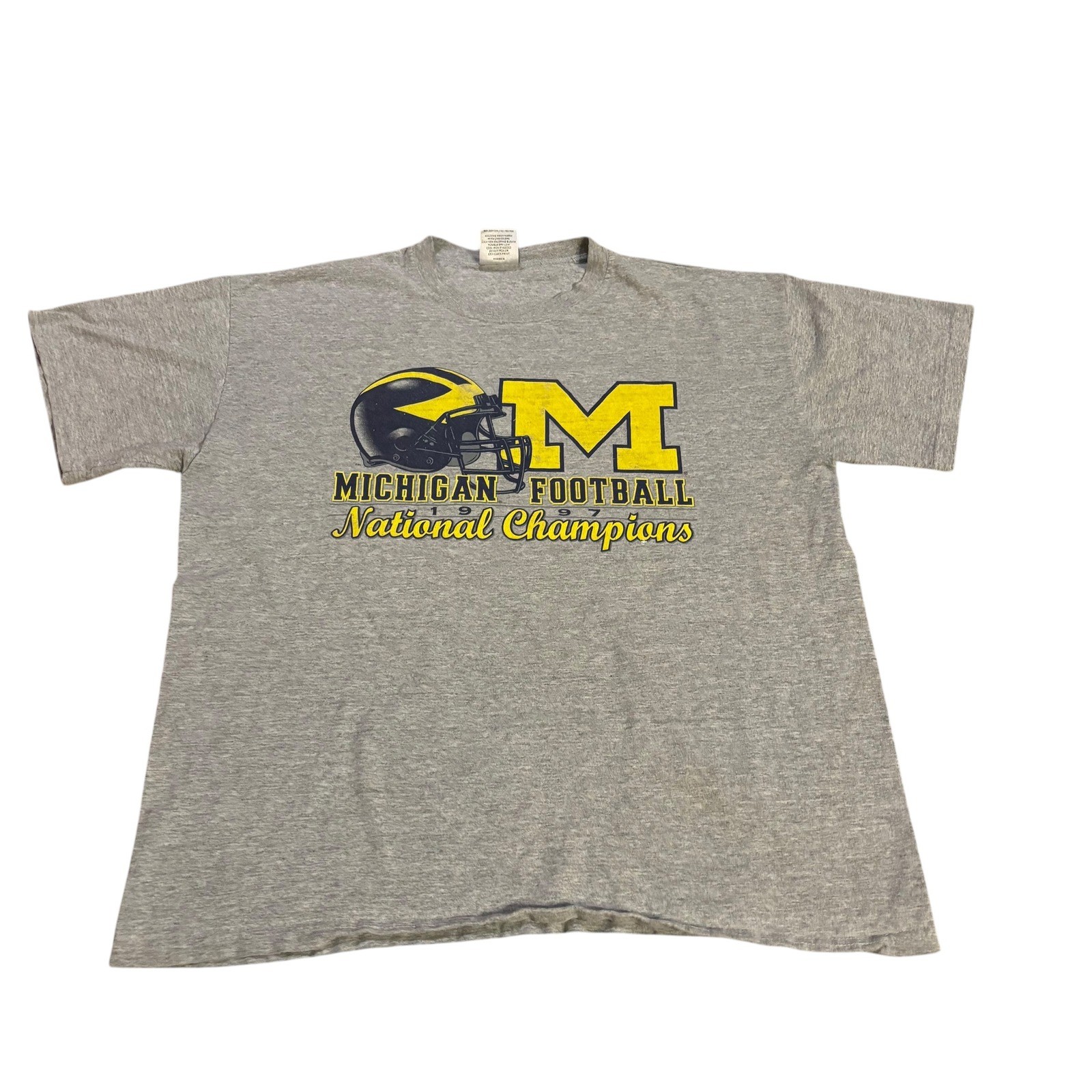 Vintage 1997 Michigan Football National Champion T-Shirt Gear For Sports XL Gray