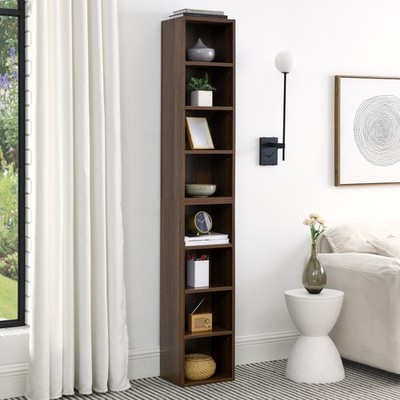 8-Tier Media Tower Rack, CD DVD Slim Storage Cabinet with Adjustable Shelves