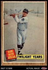 1962 Topps #141 Babe Ruth Twilight Years GRN Braves HOF RARE VARIATION 5 - EX