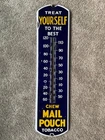 New ListingChew Mail Pouch Tobacco Thermometer, 27" x 7" Porcelain Vintage Advertising Sign